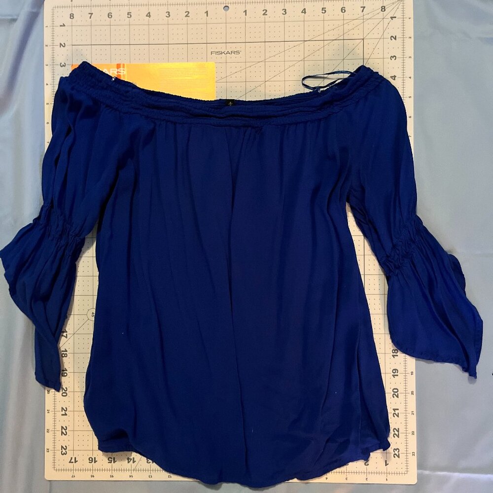 Off-the-Shoulder Royal Blue flowy top from Express
